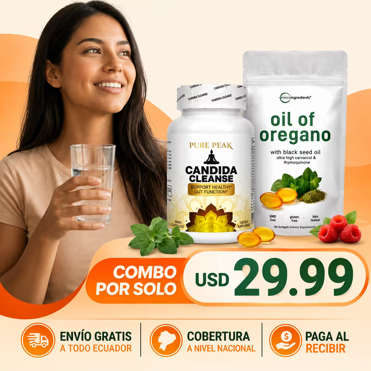 COMBO LIBRE DE PEZADEZ- CANDIDA + ACEITE DE OREGANO