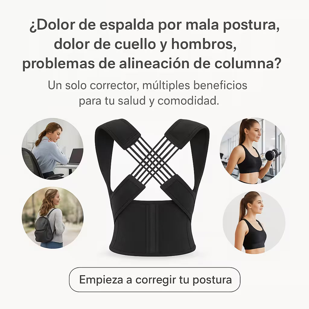 Corrector de Postura Premium 2 en 1 – Alivio de Dolor y Faja de Soporte