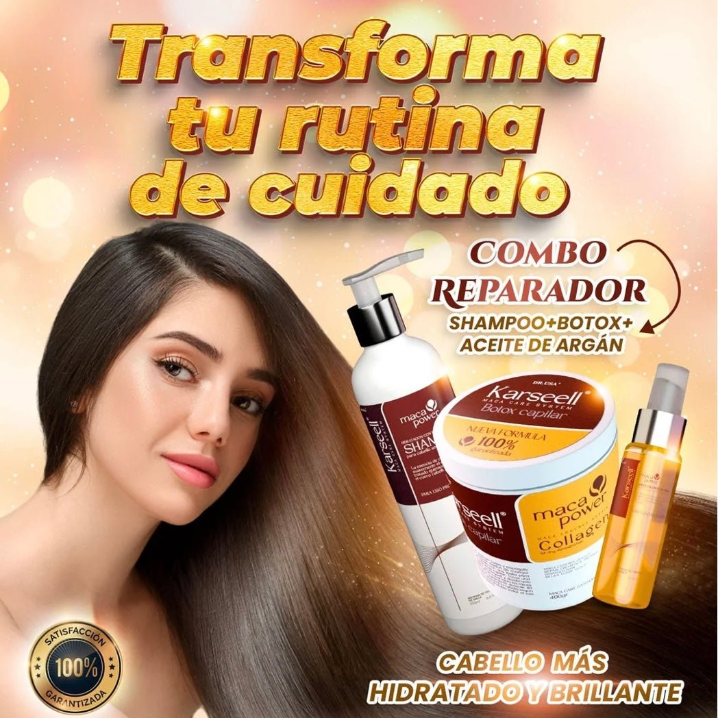 COMBO KARSEELL 3 EN 1 - BOTOX + SHAMPOO + ACEITE DE ARGAN-LISO Y REPARACION PERFECTAS